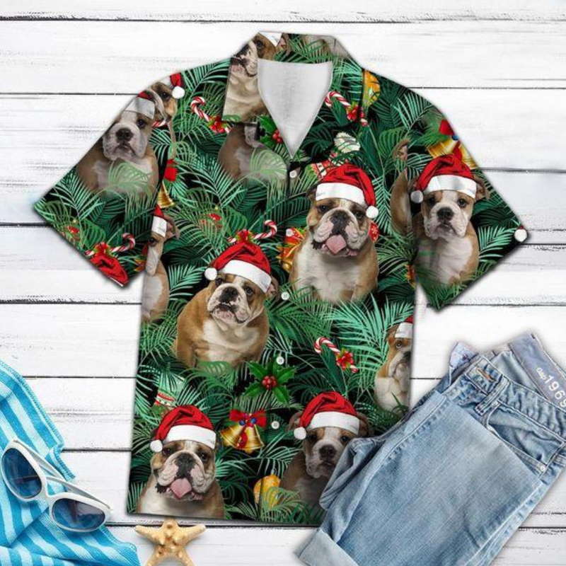 Bulldog Merry Christmas Hawaiian Shirt