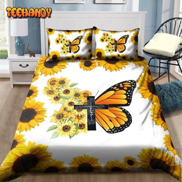 Butterfly And Sunflower Faith Cover Bedding Set