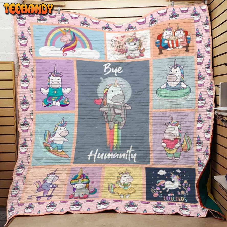 Bye Humanity Unicorn 3D Customized Quilt Blanket