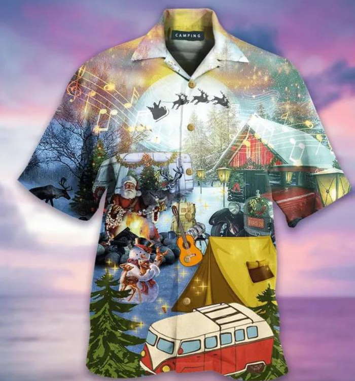 Camping At Christmas Hawaiian Shirt