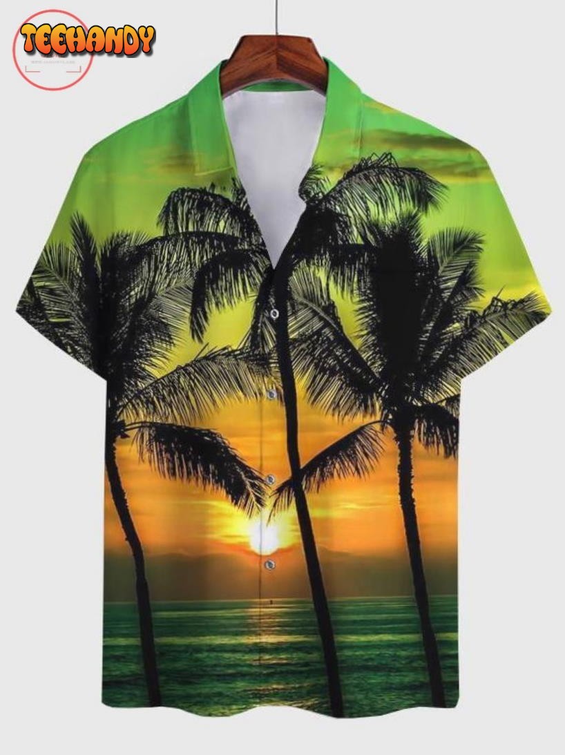 Casual Abstract Cotton-Blend Hawaiian Shirts