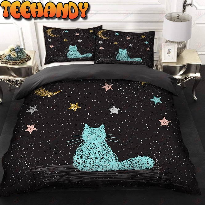 Cat Galaxy Star Printed Bedding Set