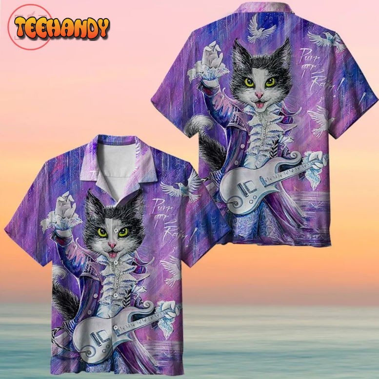 Cat Playing the guitar Hawaiian Shirt