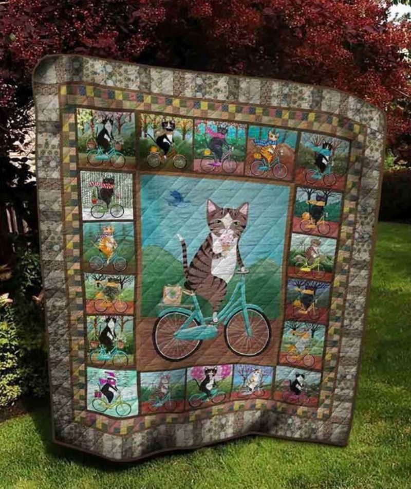 Cat Run 3D Quilt Blanket