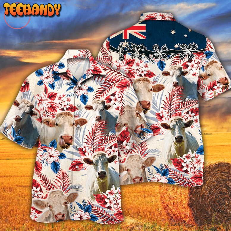 Charolais Cattle Australian Flag Hawaiian Shirt