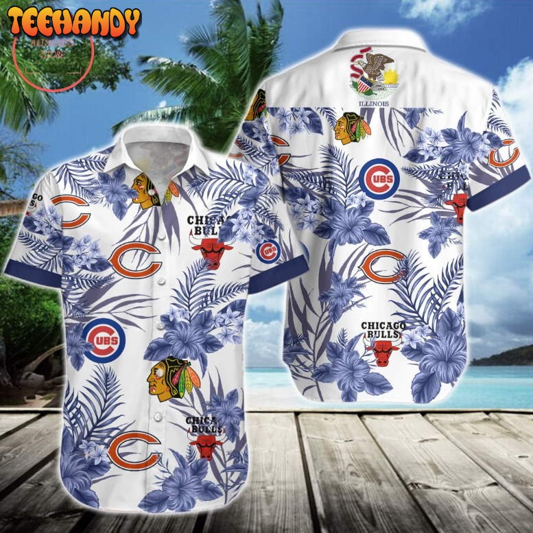 Chicago Cubs Bulls Blackhawks Bears Hawaiian Shirt