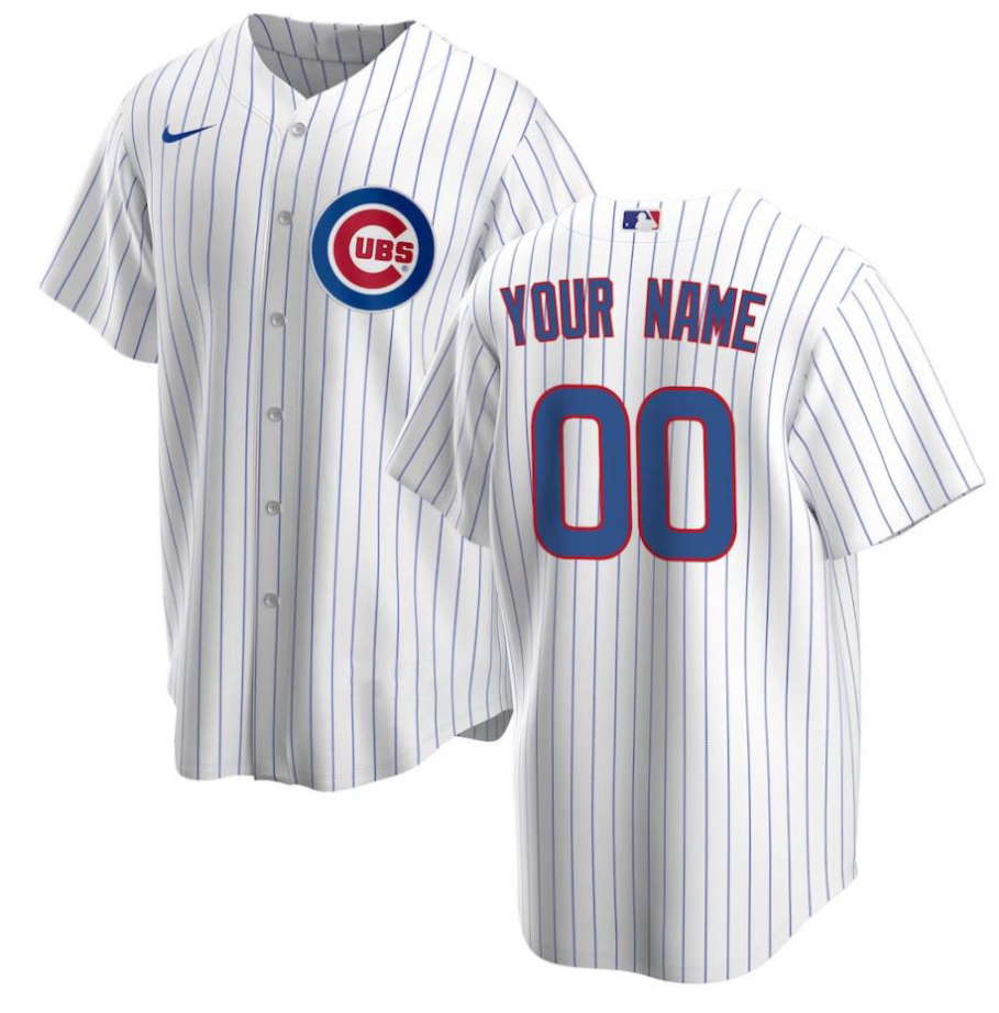 Chicago Cubs Home Replica Custom Jersey – White