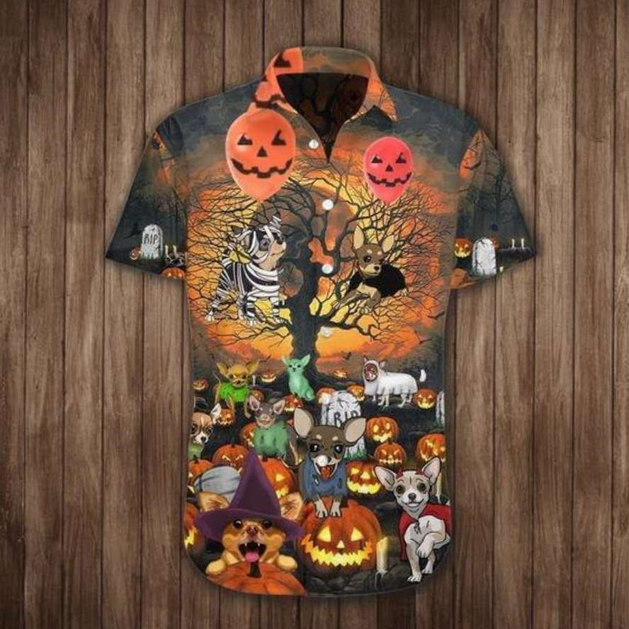 Chihuahua Dog Halloween Hawaiian Shirt