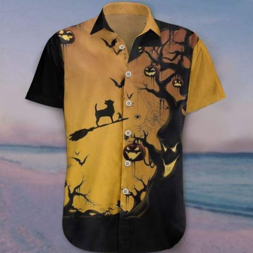 Chihuahua Scary Tree Halloween Hawaiian Shirt