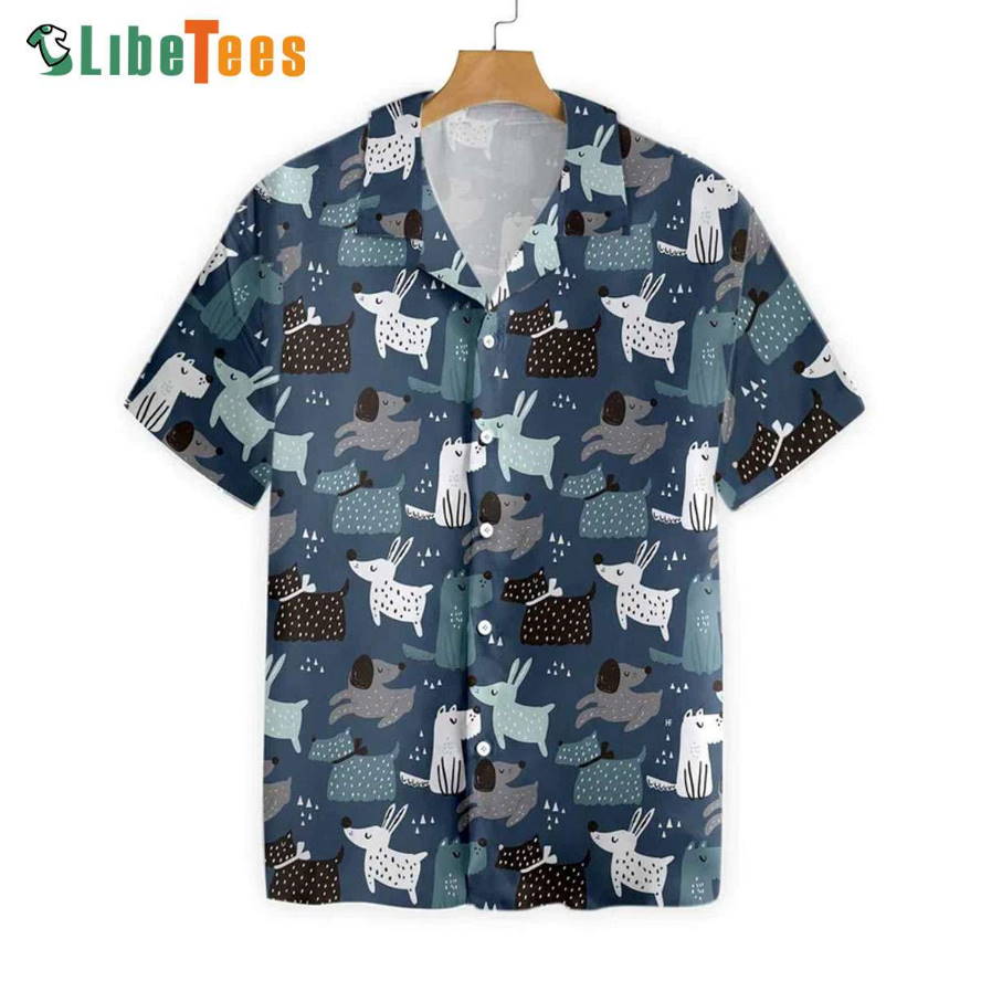 Childish Seamless Pattern, Dog Hawaiian Shirt