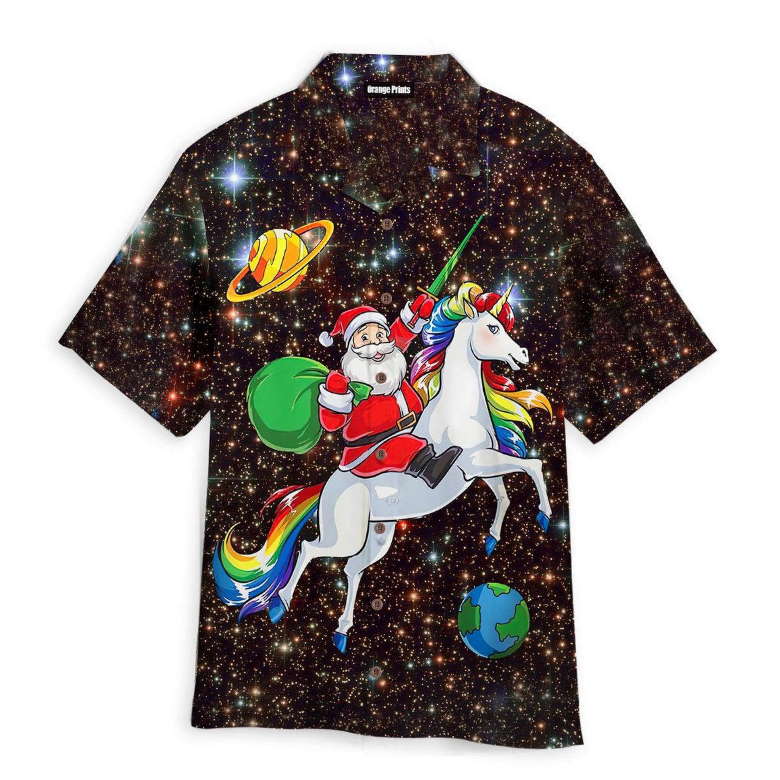 Christmas Santa Riding Unicorn Hawaiian Shirt