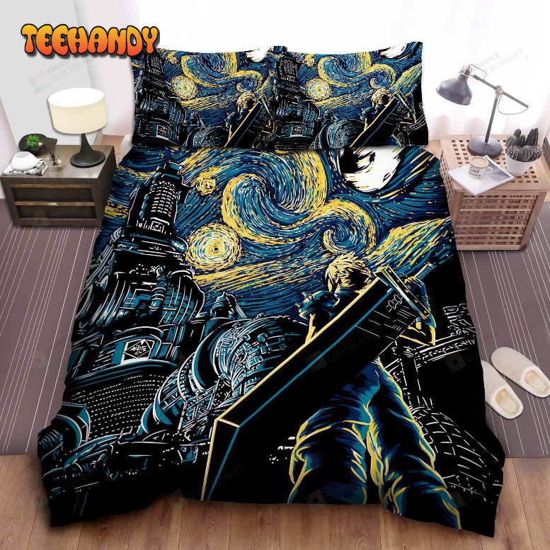 Cloud Strife From Final Fantasy Vii In Starry Artwork Bedding Set