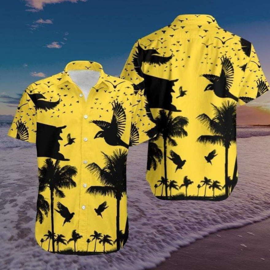 Coconut Beach Black And Yellow Hawaiian Shirt