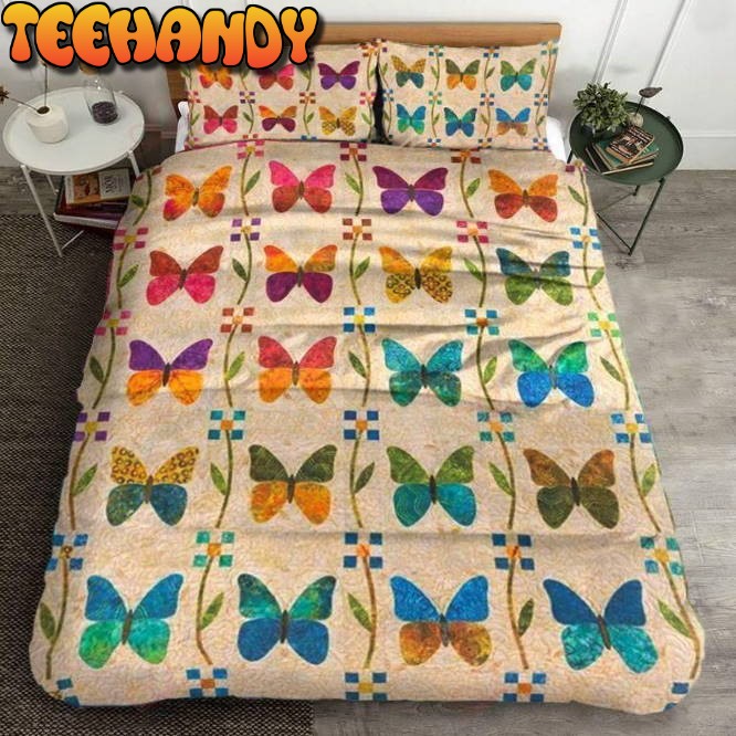 Coloful Vintage Butterfly Pattern Printed Bedding Set