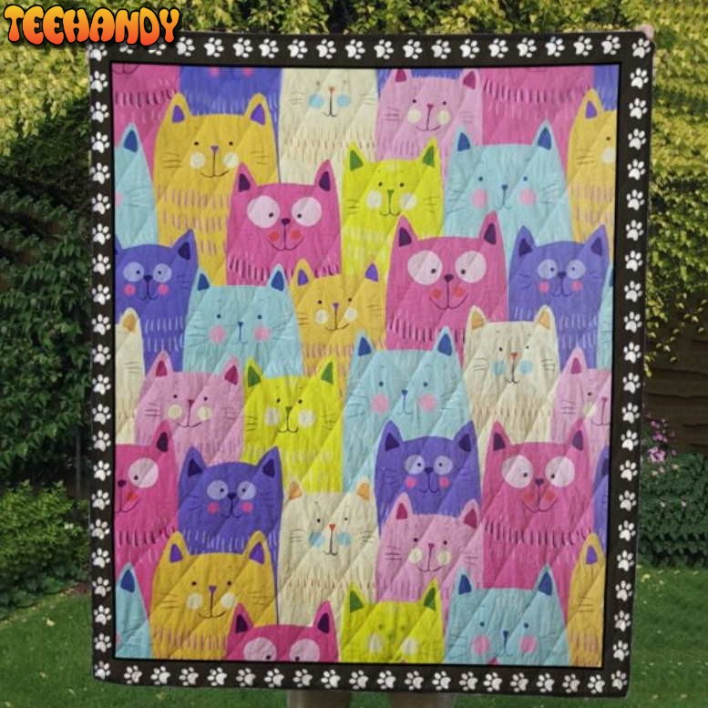 Color Cat 3D Customized Quilt Blanket