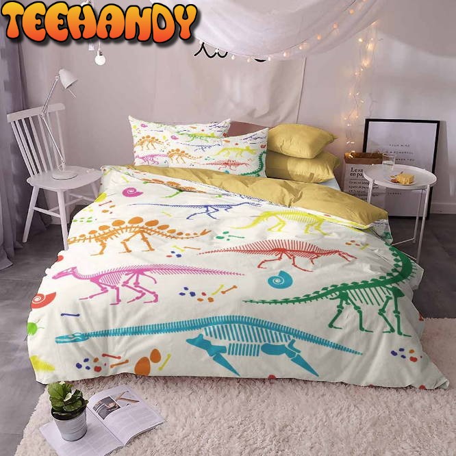 Colorful Dinosaur Bones Printed Bedding Set