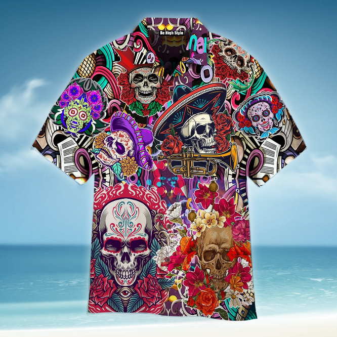 Cool Skull Day Of The Dead Hawaiian Shirt