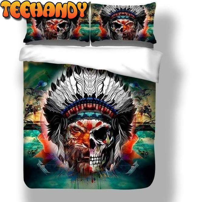 Cool Skull Multi Color Tiger Face Printed Bedding Set