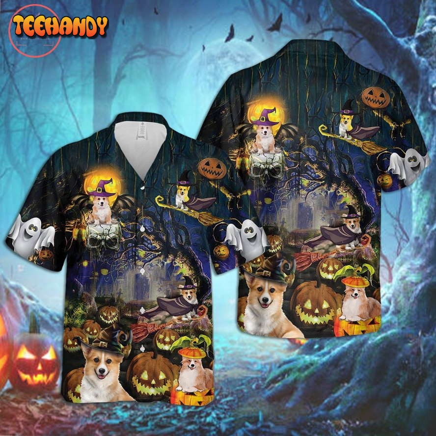 Corgi Dog Halloween Hawaiian Shirt