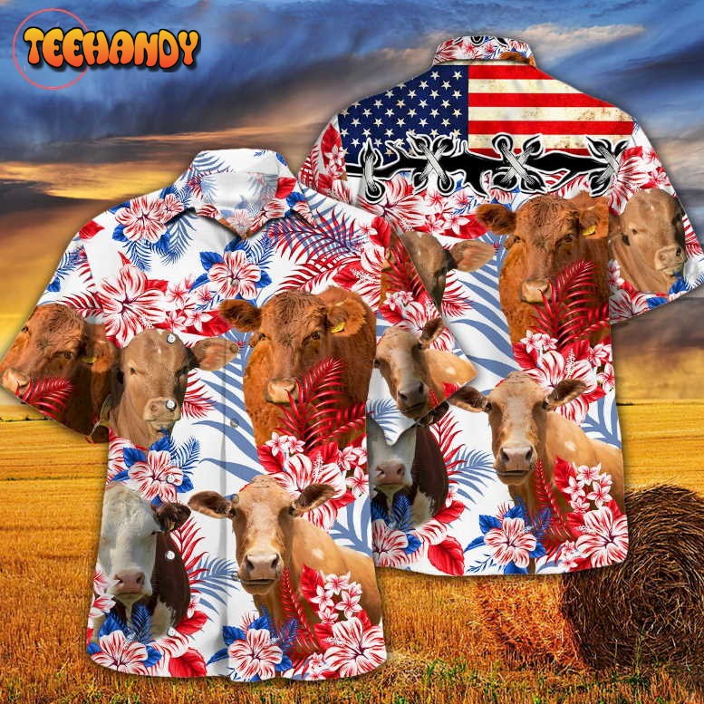 Cow American Flag Hawaiian Shirt