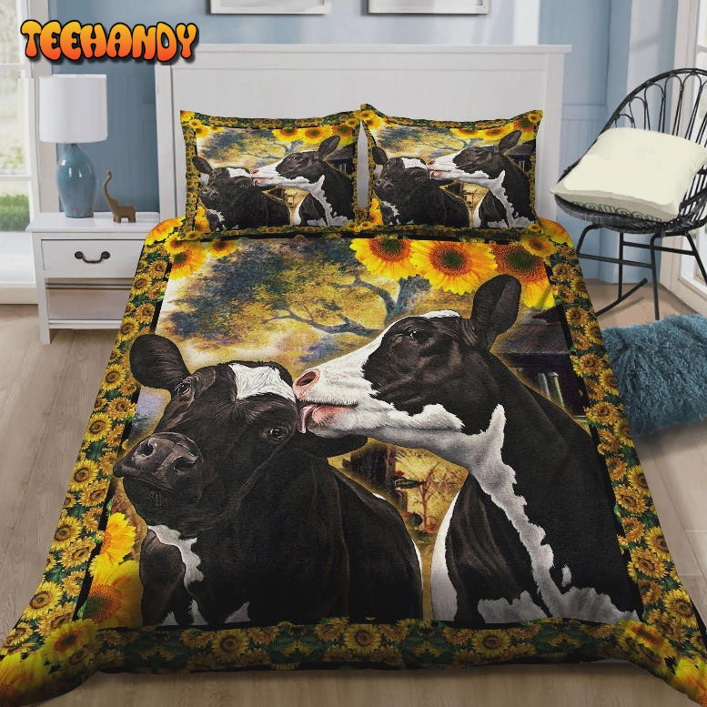 Cow Couple Sunflower Bedding Set