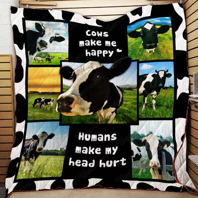 Cows Make Me Happy 3D Customized Quilt Blanket