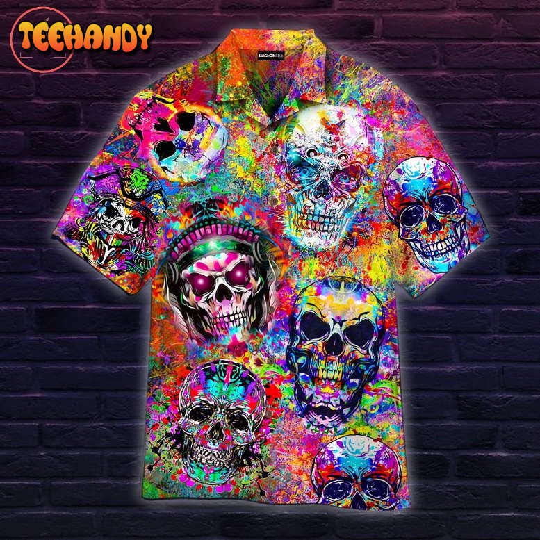 Crazy Colorful Skull Art Hawaiian shirt