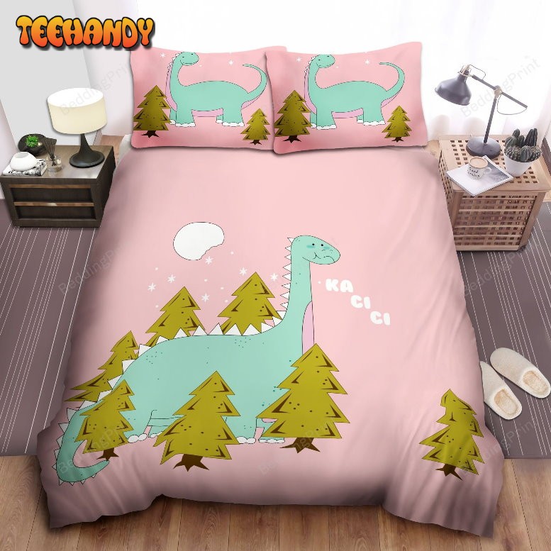 Cute Pink Dinosaur Printed Bedding Set