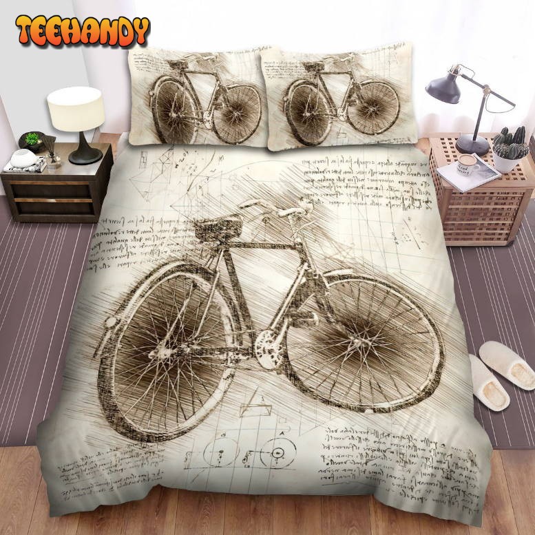 Da Vinci Inspired Sketches Bicycle Side View Bedding Set