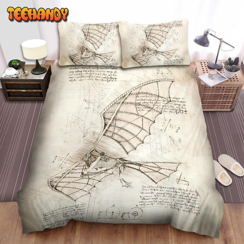 Da Vinci Inspired Sketches Flying Machine Bedding Set