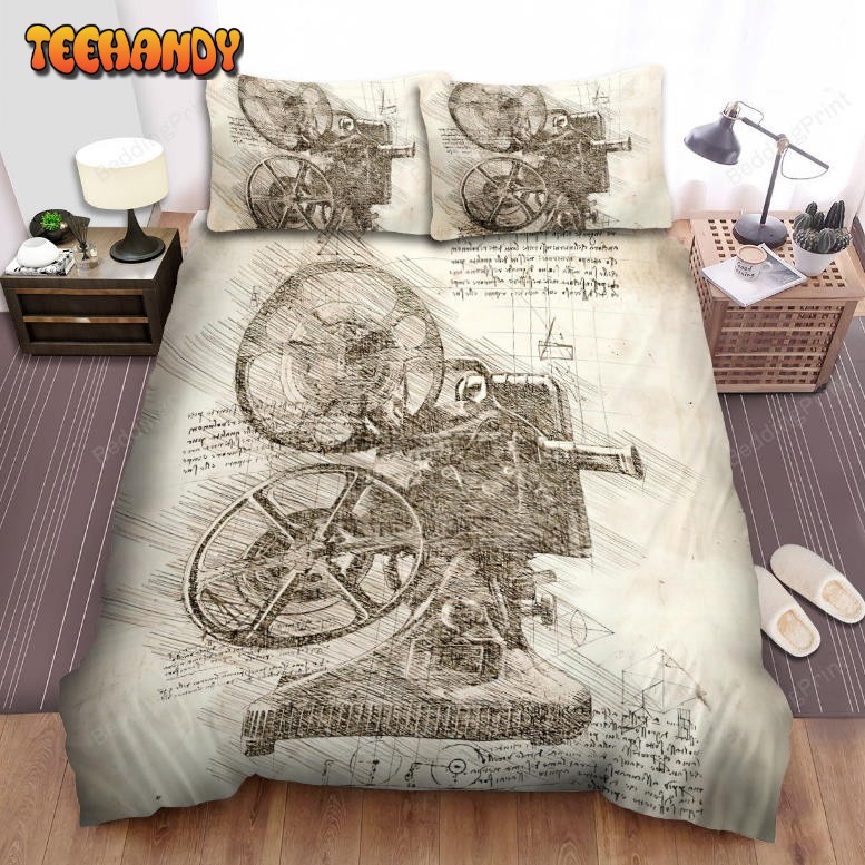 Da Vinci Inspired Sketches Movie Projector Bedding Set