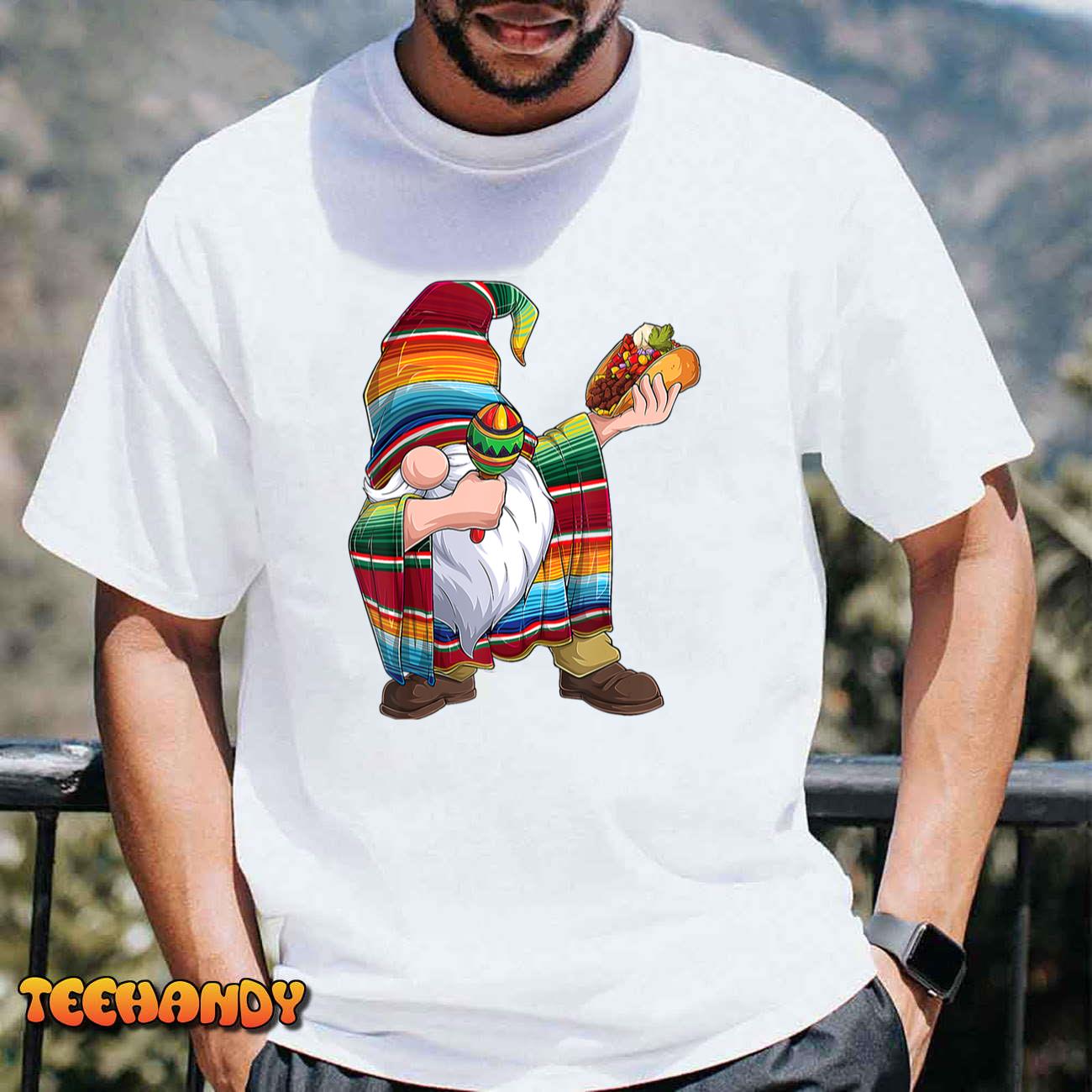 Dabbing Gnome Cinco De Mayo Taco Poncho Serape Mexican Boys T-Shirt