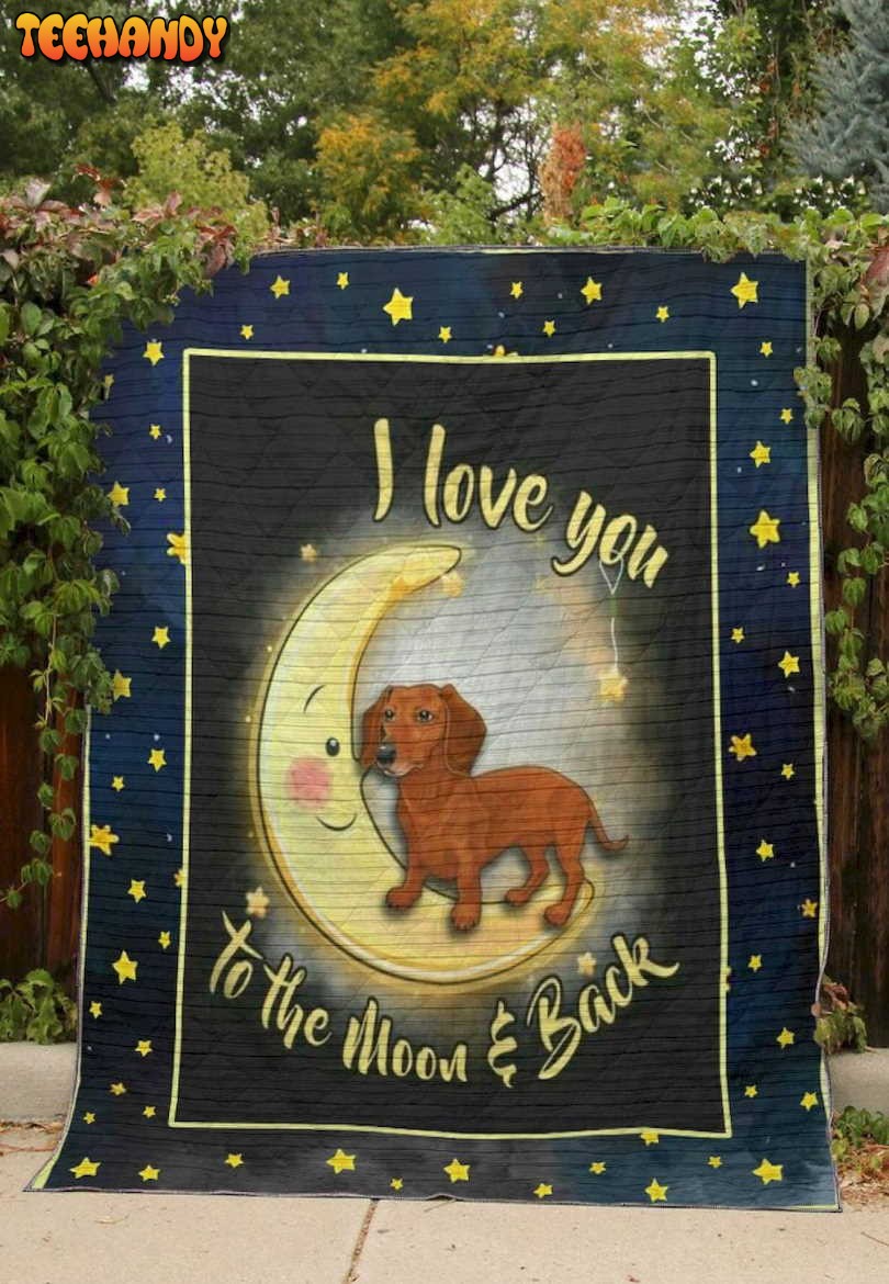 Dachshund Moon 3D Customized Quilt Blanket