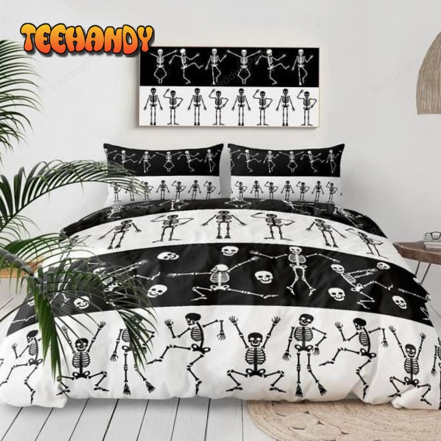 Dancing Skeleton Skull Duvet Cover Bedding Set