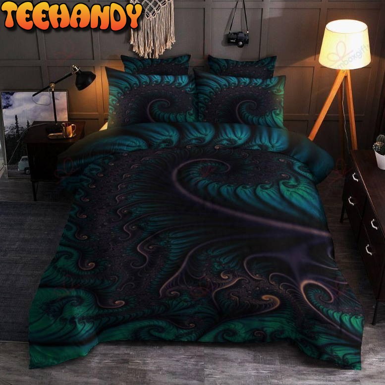 Dark Fractal Printed Bedding Set