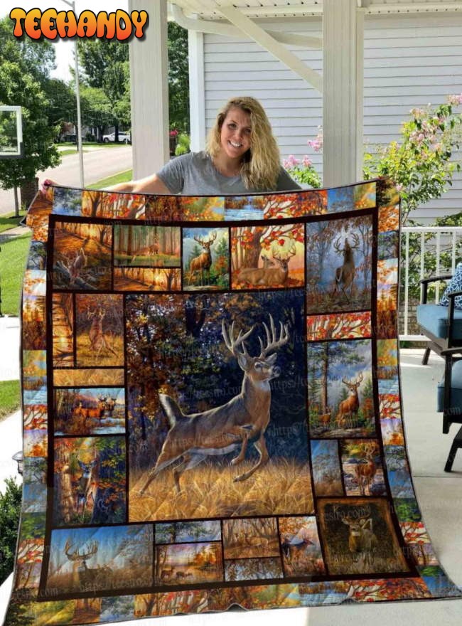 Deer Illus 3D Quilt Blanket