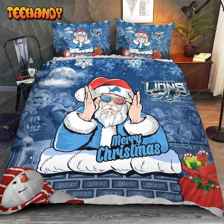 Detroit Lions Christmas Santa Claus Bedding Sets