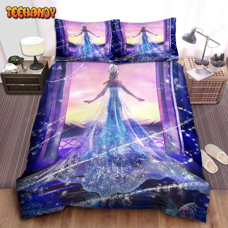 Disney Frozen Elsa In Gorgeous Snowflake Dress Let It Go Bedding Set