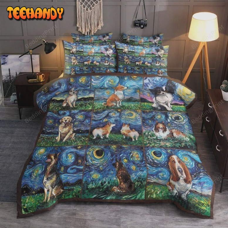 Dogs On The Starry Night Bedding Set