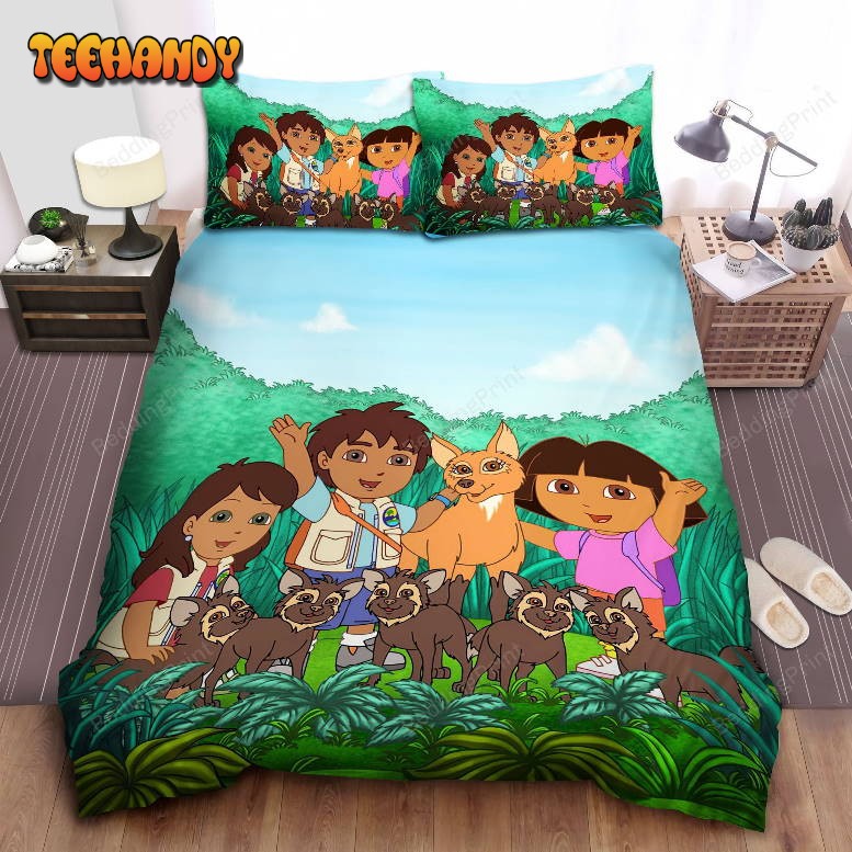 Dora And Diego With The Animals Duvet Cover Bedding Set