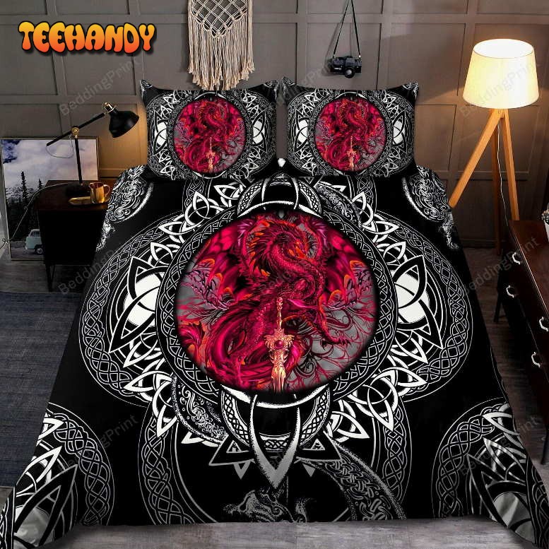 Dragon And Celtic Black Art 3d Duvet Cover Bedding Set