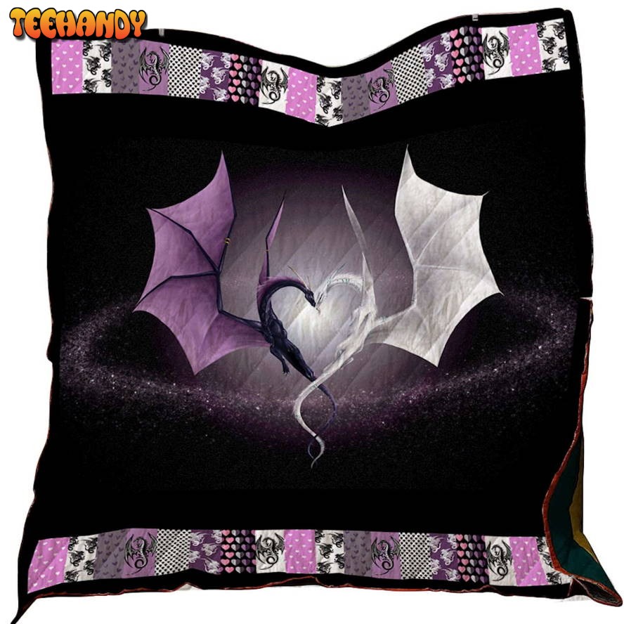 Dragon In Love Washable 3D Customized Quilt Blanket