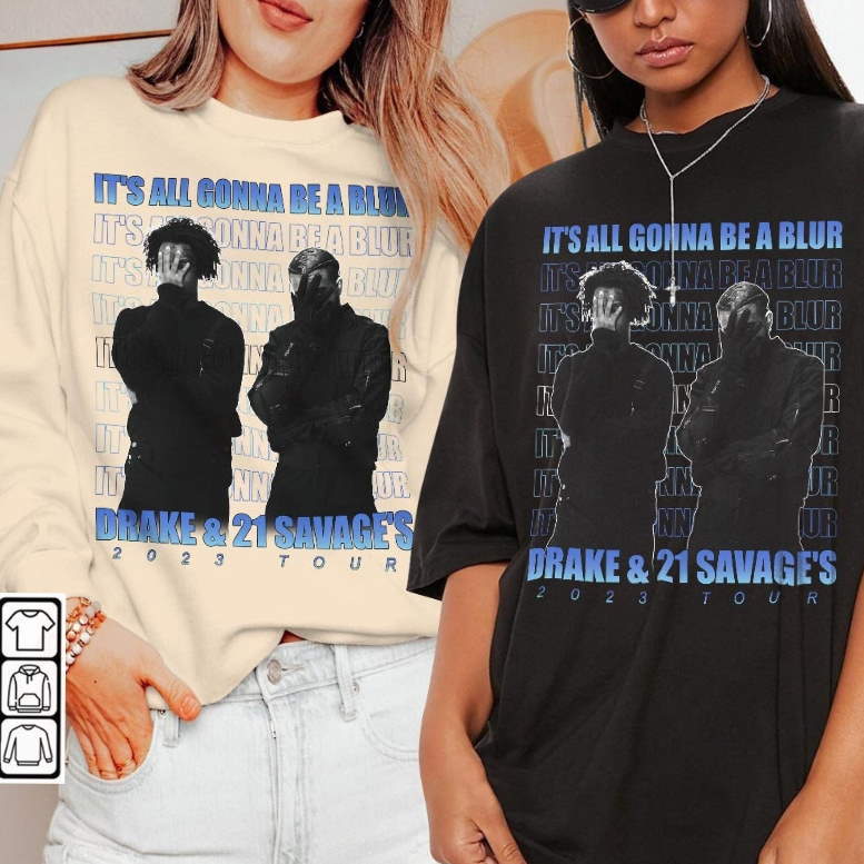 Drake It’s All A Blur Tour 2023 Shirt, 21 Savage Vintage Sweatshirt, Drake 90s Retro Hoodie