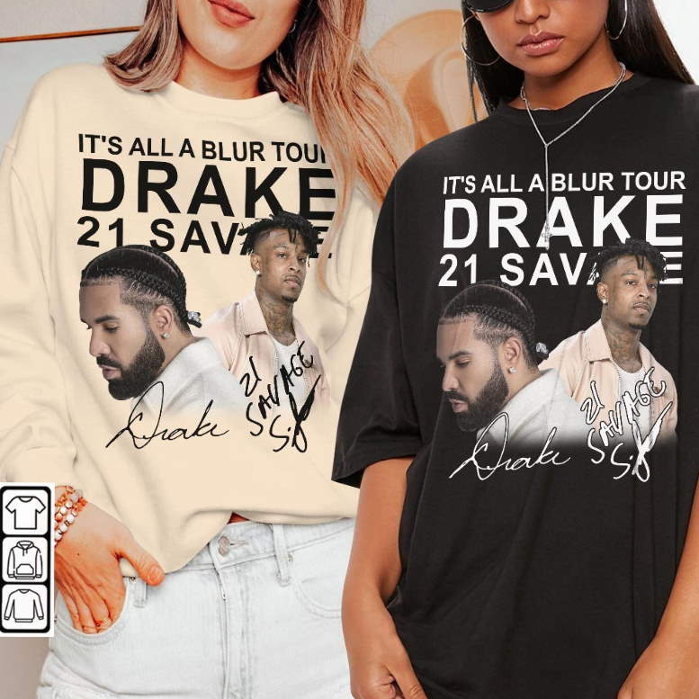 Drake It’s All A Blur Tour 2023 Shirt V2 Drake Vintage 90s Retro Graphic Tour Unisex Hoodie