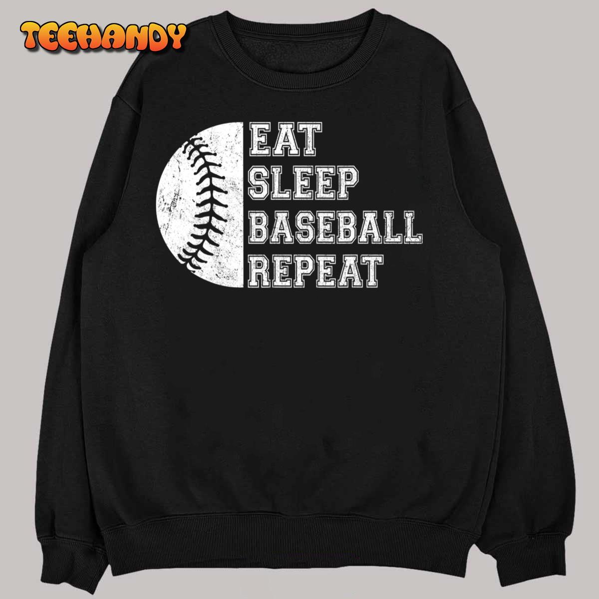 Eat Sleep Baseball Repeat Baseball Player Funny Baseball T-Shirt