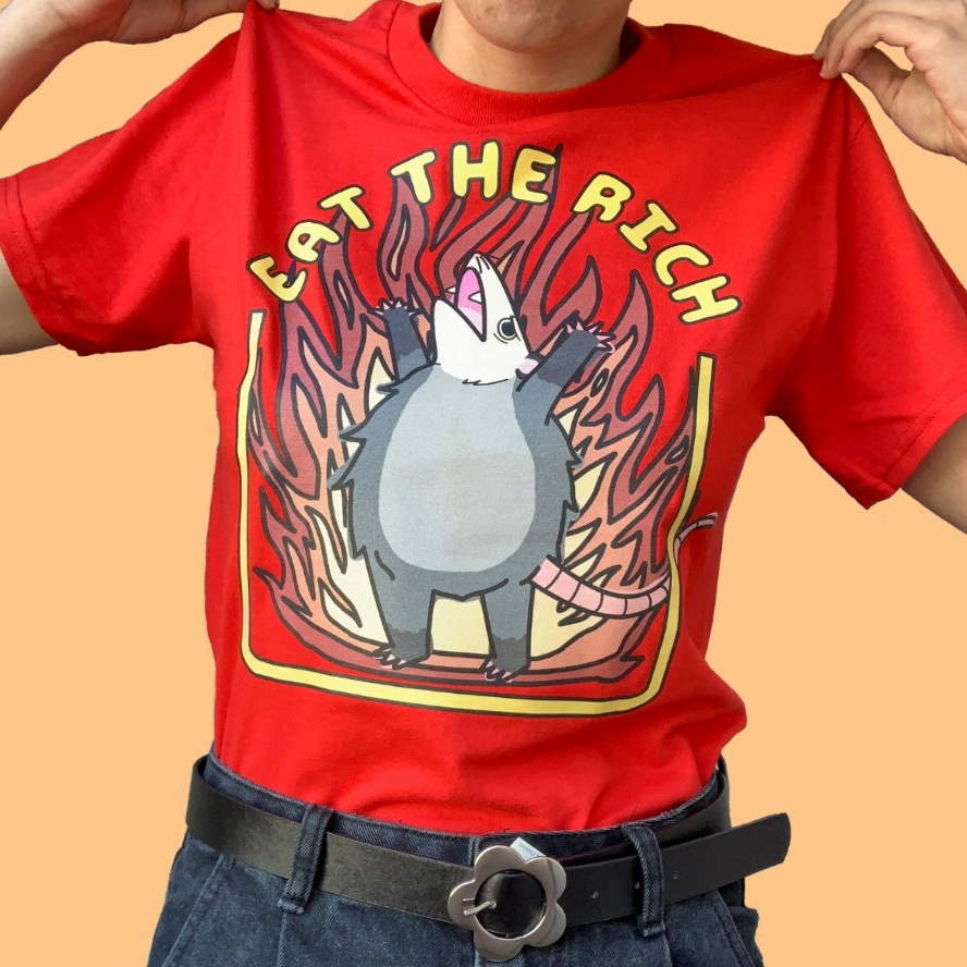 Eat the Rich Opossum Red T-Shirt