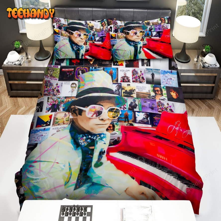 Elton John In White Suit With The Red Piano Duvet Cover Bedding Set