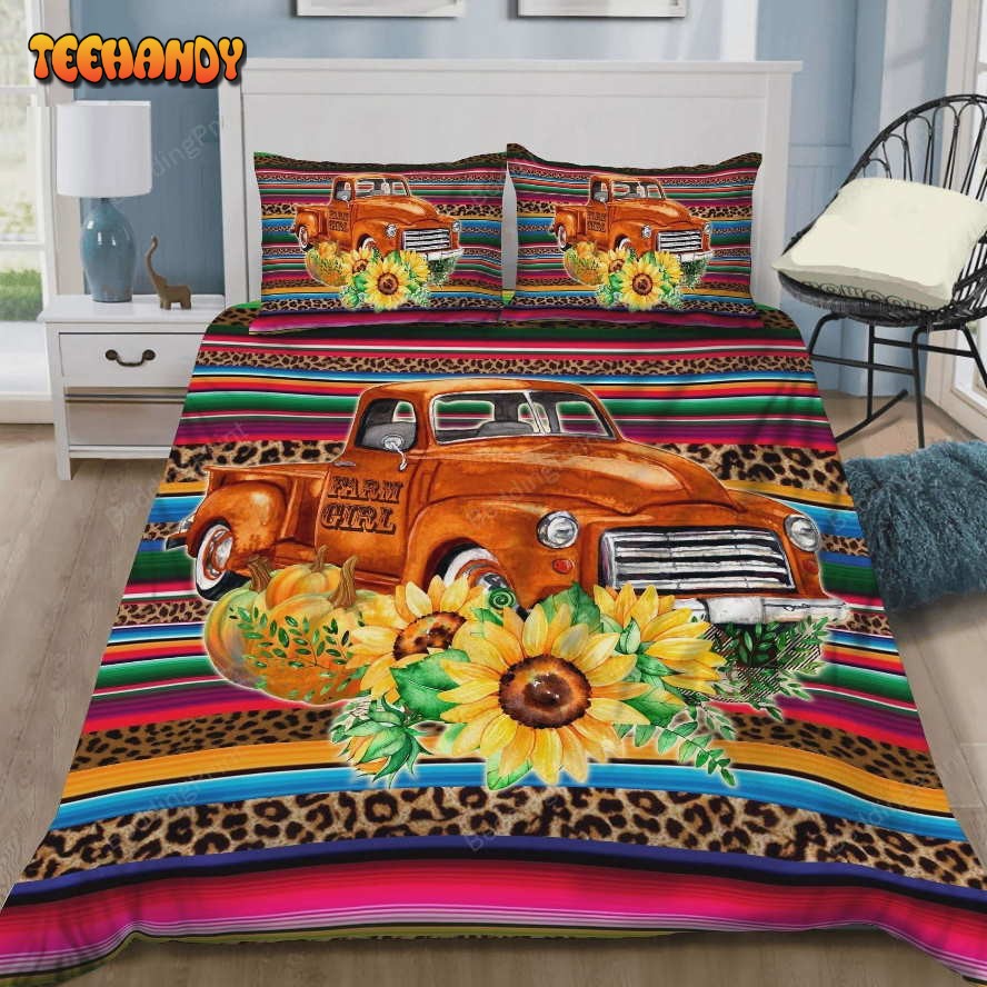 Farmer Truck With Sunflower Bed Sheets Duvet Cover Bedding Set