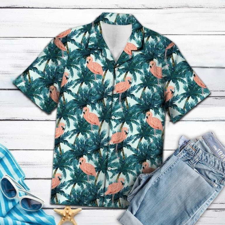 Flamingo Coconut Palm Hawaiian Shirt