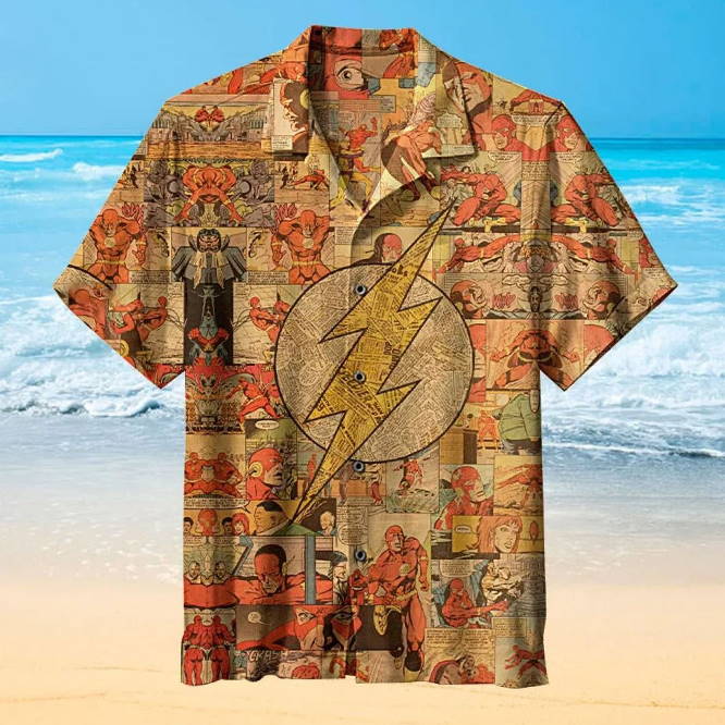 Flash Retro Logo 3D All Over Print Hawaiian Shirt